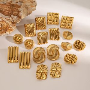 थोक 18k सोने की प्लेटेड स्टेनलेस स्टील सोना क्यूबिक जिरकोनिया सुरुचिपूर्ण छोटे स्टड इयररिंग्स - Product Image 4