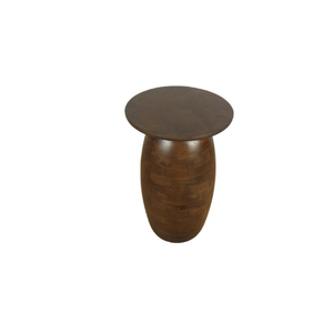 Table d'appoint ronde en bois de manguier massif fabriqué à la main finition marron riche construction durable décorative pour salon chambre - Product Image 4