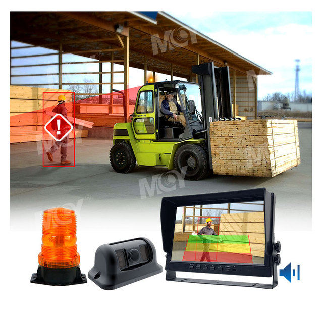 10.1" Screen Forklift AI Camera BSD Human Detection System with Flashing Safety Light and Reverse Collision Avoidance Monitor