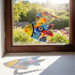 12X22 cm Vidrio Evil Eyes Decoración de pared Paneles de vidrieras - Product Image 3