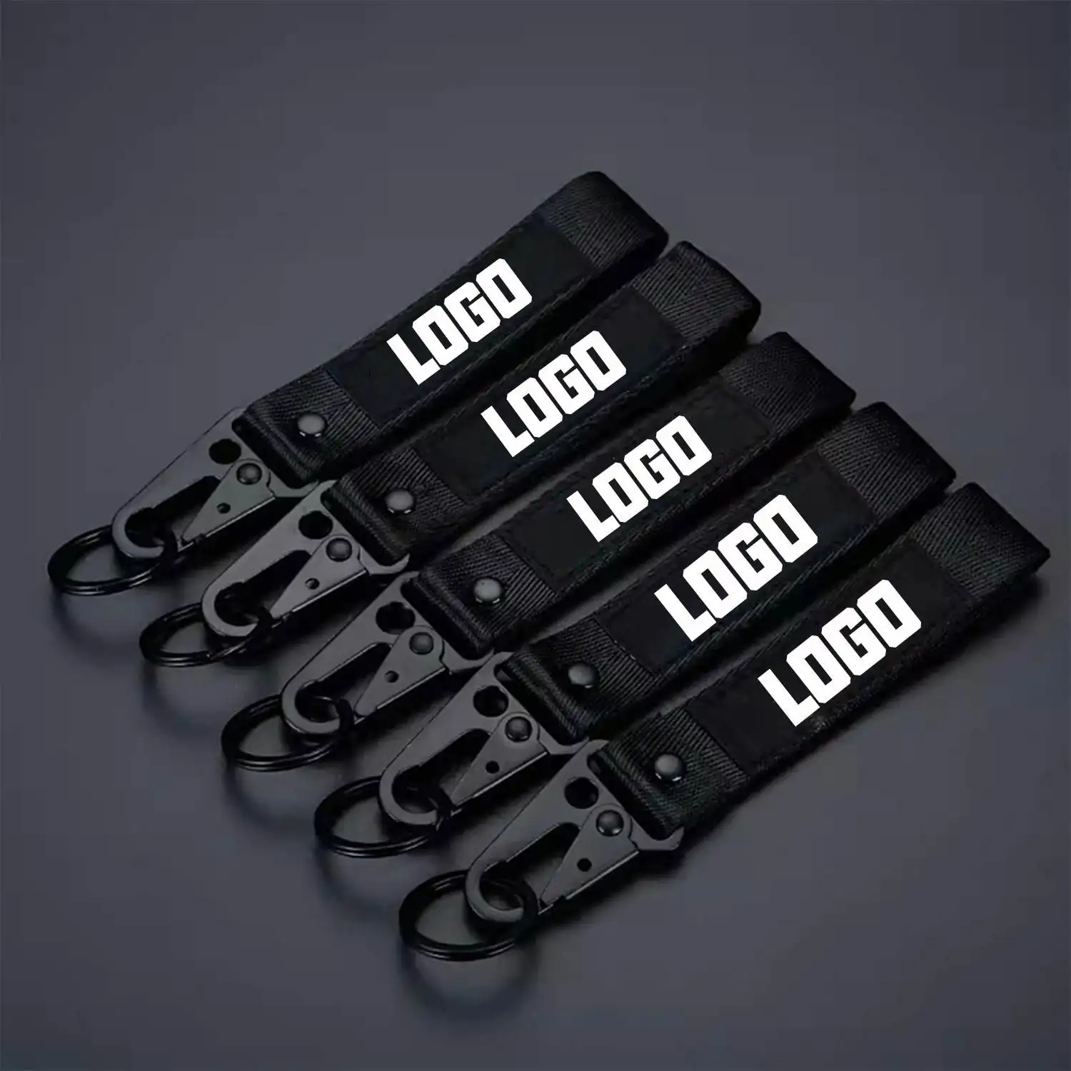 Fabricant en gros marque logo broderie lanière porte-clés personnalisé Anime moto court lanière porte-clés