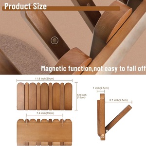 Perchero de pared de madera maciza, plegable, con doble gancho, color marrón, para entrada, con ganchos de almacenamiento para el hogar, apartamentos de alquiler. - Product Image 4