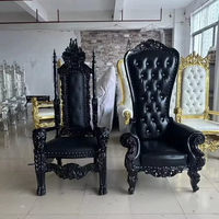 Nouvelles chaises de trône royales noires pour mariage, Bjflamingo, chaise de trône royale de luxe en bois pour mariage