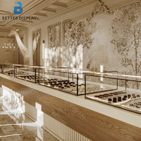 Aménagement intérieur de boulangerie commerciale, vitrines de présentation en verre pour boulangerie, comptoirs de présentation personnalisés pour biscuits, chocolats et gâteaux, mobilier de boulangerie