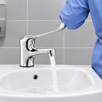 Robinet de lavabo médical en laiton chromé poli à levier long, mitigeur d'évier d'hôpital moderne, vente en gros