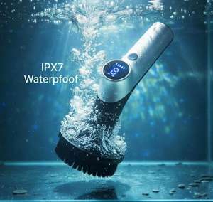 Brosse de nettoyage électrique, Brosse rotative sans fil rechargeable multifonction pour salle de bain, sol et cuisine ; Manche extensible - Product Image 6