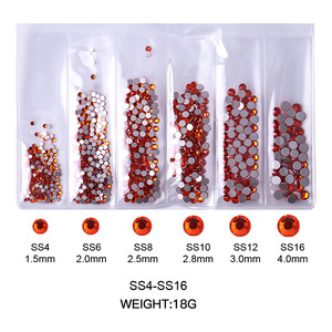 Wholesale 6 <b>Grids</b> Flat Bottom Diamond Glass Round Manicure Diamond Colorful Rhinestones - Product Image 2