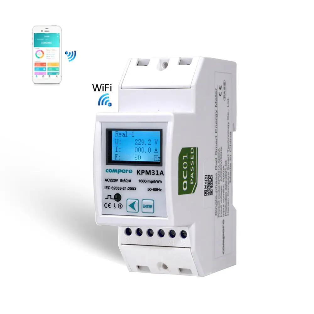 AMR Remote Control Energy Meter Wifi 60A Single Phase AC Kwh Meter Prepaid Electricity Meter