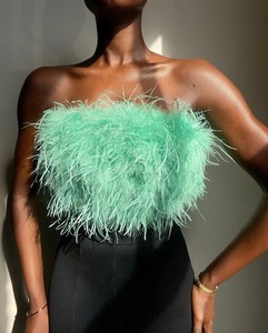 <span class=keywords><strong>Top</strong></span> bustier tendance Y2K en fausse plume pour femme, streetwear, sans manches, crop <span class=keywords><strong>top</strong></span> sexy, tenue de soirée, club de nuit, vêtements pour femme - Product Image 5