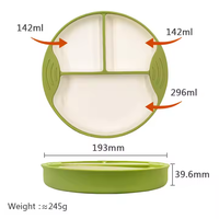 Assiette à manger pour enfants et tout-petits avec fonction d'aspiration, BabyPlateMade of 100% Food-quality SiliconePartitioned Plate, sans BPA