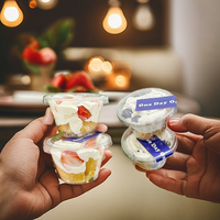 Vaso de Plástico Desechable AT PACK Personalizado de 92 mm 7 oz para Yogur, Helado, Pastel, Postre, Malteada, de PP PET Transparente con Tapas de Pared Simple
