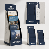 Support de brochure en carton gris personnalisé avec poche inclinée pour affiches, dépliants, expositions et présentoirs de comptoir de hall d'hôtel