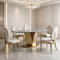 Ensemble de table à manger rectangulaire en marbre, design turc, mobilier d'hôtel de luxe, moderne et unique, 4 chaises, prix abordable
