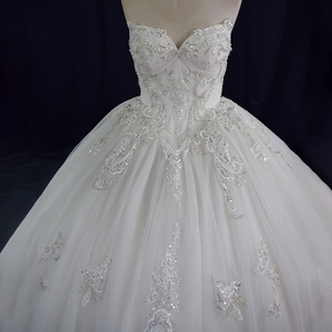Vestidos de Novia de Tul con Apliques de Encaje Color Marfil, Estilo Tradicional, con Cuentas y Lentejuelas, TEENYEE - Product Image 1