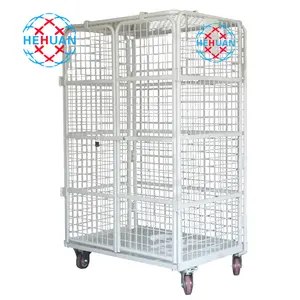 Vente en gros Cage de rangement galvanisée pliante pour blanchisserie mobile détachable et durable avec roues