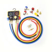 Комплект манометров для автокондиционеров (R1234YF, R134A, R404A) с 4-х портовым коллектором, шлангом 5 футов, для заправки и откачки фреона в автомобилях