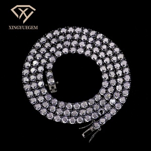 Collar de Tenis Chapado en Oro Negro con Moissanita Gris, Plata de Ley 925, Longitud Ajustable, Esencial para una Fiesta de Baile - Product Image 2