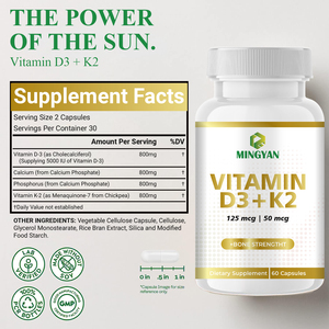 Suplemento OEM/ODM para el Mantenimiento Óseo y Refuerzo del Sistema Inmunitario, Sin Aditivos Artificiales, Cápsulas de Vitamina D3 + K2 - Product Image 4