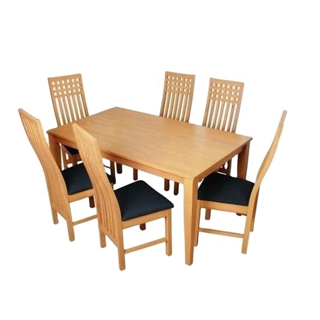 Durable Modern Nordic Style Solid Ash Wood 6 Seater Dining Room Outdoor Dining Table Set