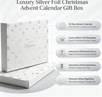 Boîte de calendrier de l'Avent de Noël blanche avec portes détachables en feuille d'argent, emballage cadeau compte à rebours en carton recyclé