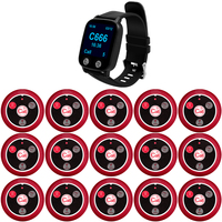 Bon 15 émetteurs de bouton d'appel 1 serveur montre-bracelet téléavertisseurs en vibration sans fil Restaurant clinique système d'appel client