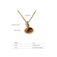 Collar con Colgante de Piedra Ojo de Tigre de Acero Inoxidable XY 3302, Joyería de Moda con Piedra Natural Ovalada para Venta al Por Mayor