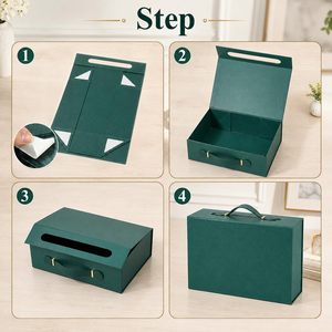 Boîte cadeau de luxe personnalisée pour vin et brandy avec fermeture magnétique, poignée en cuir, matériaux recyclés, logo personnalisé, estampage à chaud en or - Product Image 4