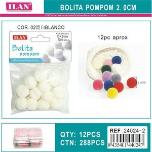 Iln White <b>Wool</b> Pompom 2.0 Cm <b>Craft</b> Supply - Product Image 1