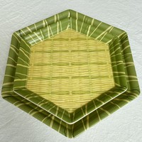 Assiettes hexagonales en mélamine personnalisées en gros, 10/12,5 pouces, assiettes de service en plastique bambou pour hôtels