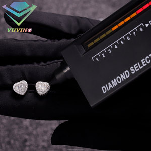 Women's heart <b>earrings</b> Gold plated 925 sterling silver VVS <b>moissanite</b> diamond <b>earrings</b> Gift for women GRA certificate Fashion - Product Image 3