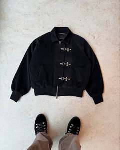 Veste bomber en laine avec fermeture éclair personnalisée par le fabricant, logo personnalisé, fermeture à boucle de homard, doublure matelassée, veste vintage courte pour homme - Product Image 2
