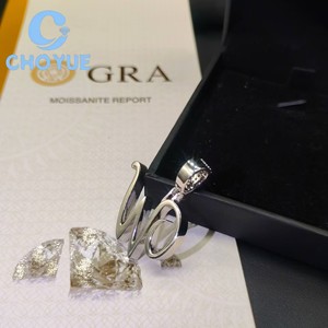 Factory Costom 925 Sterling <b>Silver</b> Initial Letter Moissanite Men Pendant Round Cut Hip Hop <b>Charm</b> for Men Pass Diamond Tester GRA - Product Image 6