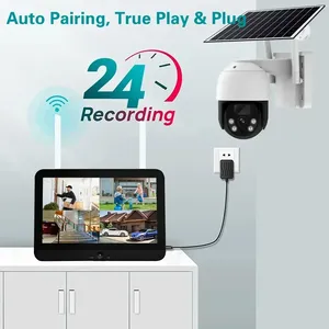10ch 4MP Wifi năng lượng mặt trời PTZ IP Camera 12.5 "Màn hình NVR Kit tự động theo dõi không dây <span class=keywords><strong>Home</strong></span> CCTV Camera <span class=keywords><strong>Video</strong></span> hệ thống giám sát - Product Image 2