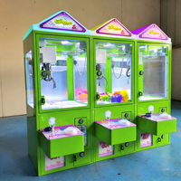 Machine à prix d'arcade miniature pour enfants avec griffe métallique, vitrine transparente, éclairage LED, joystick et fente à monnaie