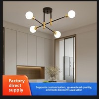 Lustre en fer forgé personnalisé et créatif, lampe de plafond LED pour salon, chambre à coucher, restaurant - Finition noire/dorée, CRI élevé