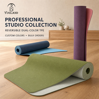 Tapis de yoga YUGLAND bicolore en TPE, 183 cm, rectangulaire, écologique, antidérapant, durable, imperméable, épaisseur personnalisable, pour débutants