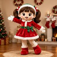 Costume de mascotte en peluche de renne de Noël, écharpe à carreaux flocon de neige rouge, bonnet de Père Noël, corps entier en EVA, pour homme adulte, fêtes de Noël