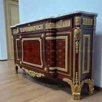 Meuble de rangement antique Louis XV en bois avec plateau en marbre, console d'entrée, villa, hôtel, salon