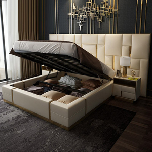 Letto Matrimoniale di Lusso in Pelle Design Italiano, Set di Mobili per Camera da Letto, Struttura in Legno, Letto Imbottito Moderno per Camera Padronale - Product Image 3