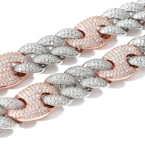 Nuevo Collar de Cadena Cubana de 20mm con Diseño de Nariz de Cerdo Bicolor, Microincrustaciones de Zirconia, Estilo Hip Hop, Moda Tanjing Lijing - Product Image 3