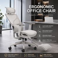 Chaise de bureau ergonomique à dossier haut en maille avec repose-pieds rétractable, accoudoirs réglables, design rayé respirant, directement de l'usine