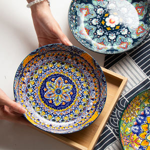 Juego de Tazones de Cerámica para Ensalada al por Mayor, Estilo Bohemio, Juego de Tazones de 4.8 Pulgadas, Vajilla Pintada a Mano para Servir en la Cocina o Restaurante - Product Image 2