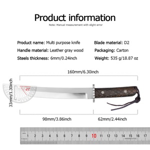 Cuchillo de Supervivencia de Acero Inoxidable de Alta Calidad Personalizable con Mango de Madera, Funda de Cuero Vacuno OEM, para Camping, Caza, Bricolaje, 6mm - Product Image 6