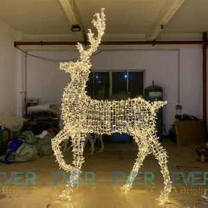 Outdoor large acrylic reindeer modelling lamp 3D christmas Reindeer Motif decorations Lights