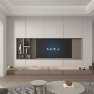 Contemporary <b>TV</b> Wall Unit Modern Luxury <b>Cabinet</b> <b>Floating</b> Stand Wooden Wall Mounted Living Room - Product Image 3