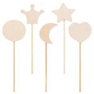 Varita mágica de madera con forma de Luna, corona de corazón, estrella de cinco puntas, juguetes para niños, varilla de bebé, roedor, juguete para niña y niño