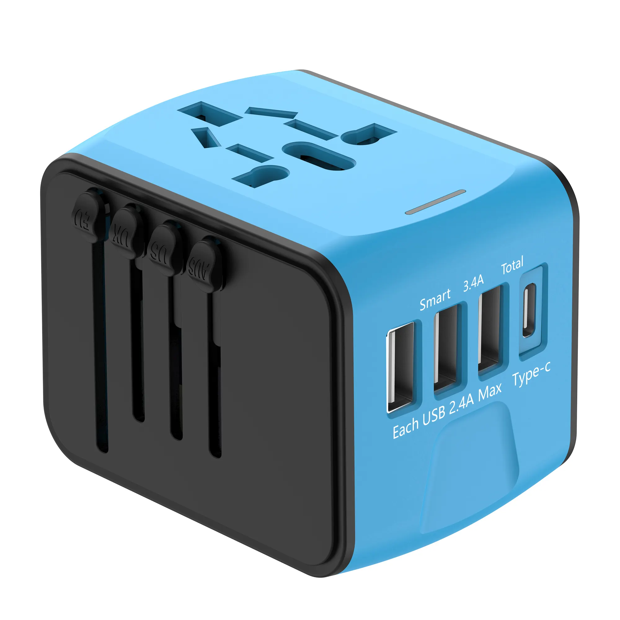 ype C universal travel adapters with 4 USB port EU UK US AUS plugs Short circuit protection fast charging plug socket