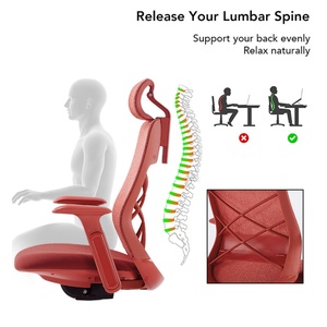 Chaise de bureau ergonomique haut de gamme à dossier haut en maille respirante, chaise de direction avec support lombaire réglable, logo personnalisé OEM - Product Image 2