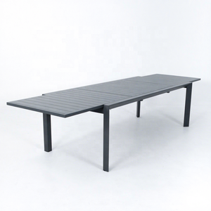 Leisure Modern <b>Extendable</b> <b>Outdoor</b> Rectangle Aluminum Frame <b>Dining</b> <b>Table</b> With Adjustable Slats Top for Hotel & Garden Use - Product Image 1