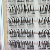Faux cils réutilisables semi-faits à la main, en fibres synthétiques auto-adhésives, effet queue de renard, racine fine et naturelle, 20 rangées